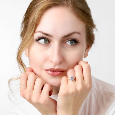 Pierścionek Venezia z dwukolorowego złota 585 z ametystem... 2