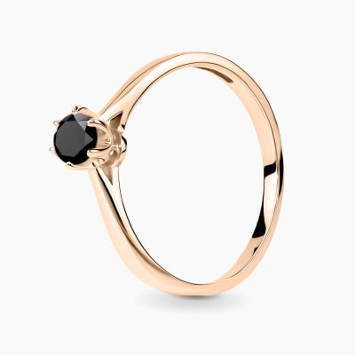 Pierścionek Vicenza różowe złoto 585 z czarnym brylantem...