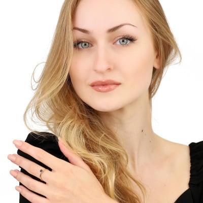 Pierścionek Vicenza dwukolorowe złoto 585 z czarnym... 2