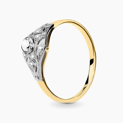 Pierścionek Firenze z dwukolorowego złota 585 z białymi...