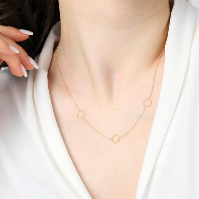 Naszyjnik celebrytka z żółtego złota 585 z okrągłymi... 2