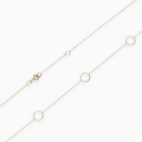 Naszyjnik celebrytka z żółtego złota 585 z okrągłymi elementami dł. 42-45 cm