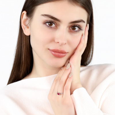 Pierścionek białe złoto 585 Modena z rubinem 1,23 ct i... 2