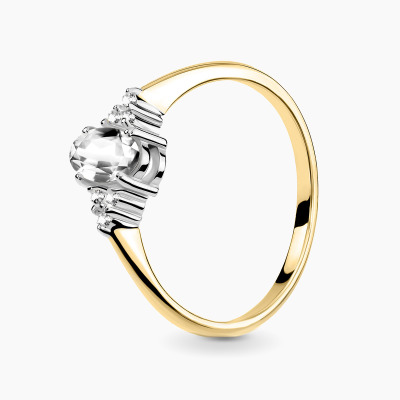 Pierścionek Perugia z dwukolorowego złota 585 z białymi...