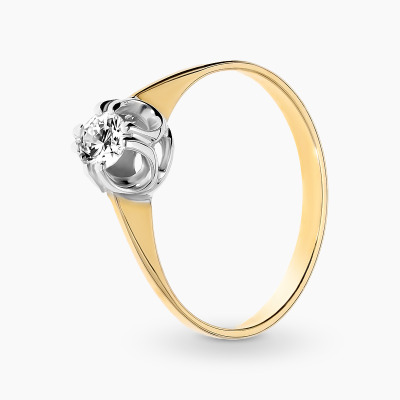 Pierścionek z białego i żółtego złota 585 z białym...