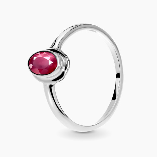 Pierścionek zaręczynowy Portofino z białego złota 585 z rubinem 0,57 ct