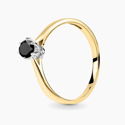 Pierścionek Vicenza dwukolorowe złoto 585 z czarnym...