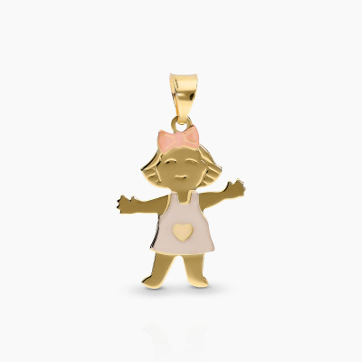 Zawieszka w trzech kolorach złota 585 dziewczynka 1,1 g