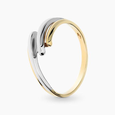 Pierścionek asymetryczne obrączki z żółtego złota i...