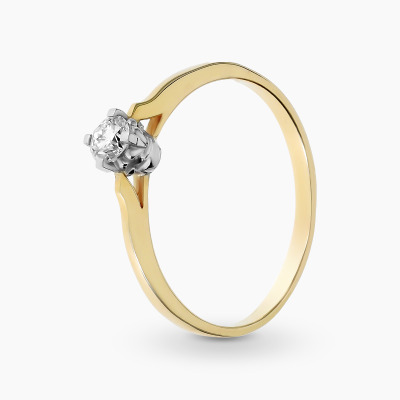 Pierścionek z białego i żółtego złota 585 klasyczny z...