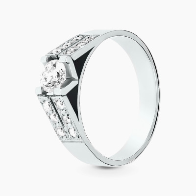 Pierścionek wykonany ręcznie z platyny z brylantami 0,50 ct