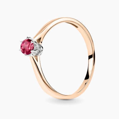 Pierścionek dwukolorowe złoto 585 Vicenza z różowym...