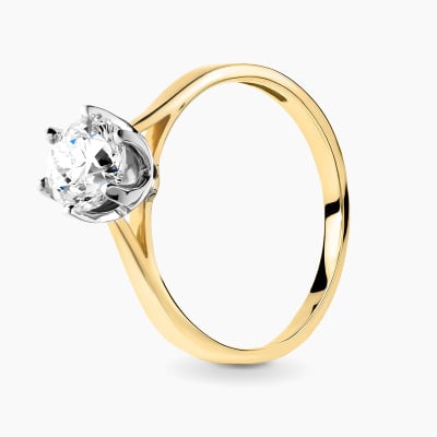 Pierścionek z białego i żółtego złota 585 Vicenza z...