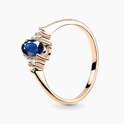 Pierścionek Perugia z różowego złota 585 z szafirem...