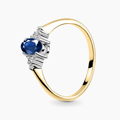 Pierścionek Perugia z dwukolorowego złota 585 z szafirem...