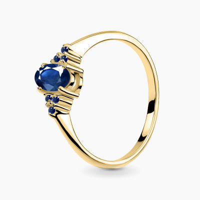 Pierścionek żółte złoto 585 Perugia z szafirami 0,81 ct