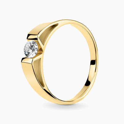 Pierścionek żółte złoto 585 Milano z brylantem 0,24 ct