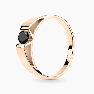 Pierścionek różowe złoto 585 Milano z czarnym brylantem...