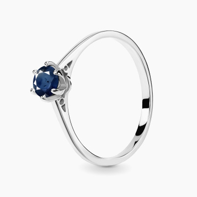 Pierścionek Siena z białego złota 585 z szafirem 0,41 ct