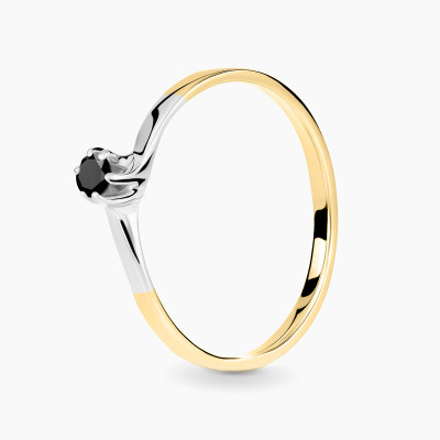 Pierścionek dwukolorowe złoto 585 Roma z czarnym...