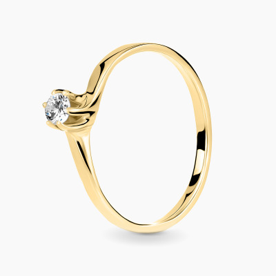 Pierścionek żółte złoto 585 Roma z brylantem 0,25ct