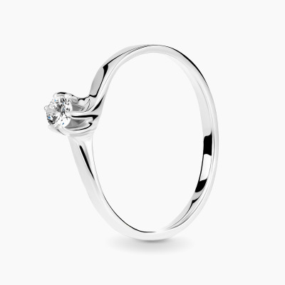 Pierścionek białe złoto 585 Roma z brylantem 0,28 ct