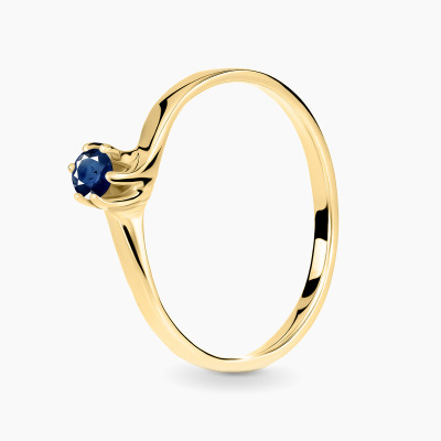 Pierścionek Roma żółte złoto 585 z szafirem 0,23 ct