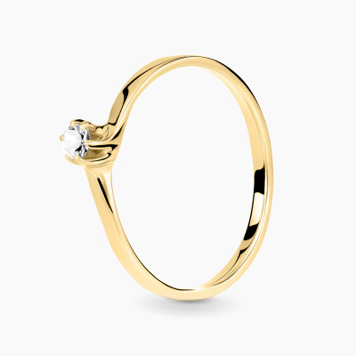 Pierścionek żółte złoto 585 Roma z białym szafirem 0,17 ct