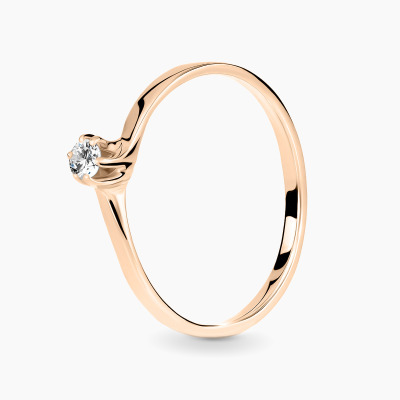 Pierścionek różowe złoto 585 Roma z brylantem 0,15 ct