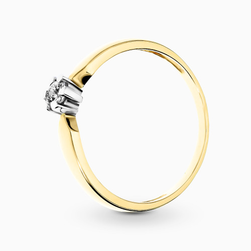 Pierścionek z żółtego i białego złota 585 z brylantem 0,16 ct  1,65 g