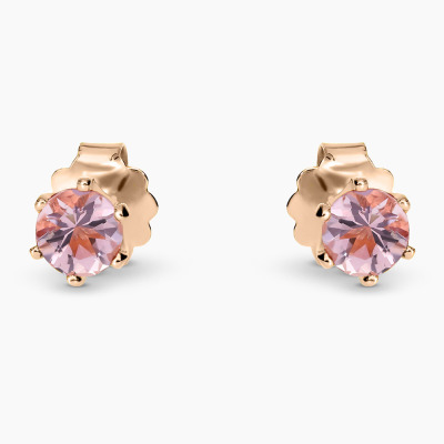 Kolczyki z różowego złota 585 z morganitami 0,48 ct, 1,09 g