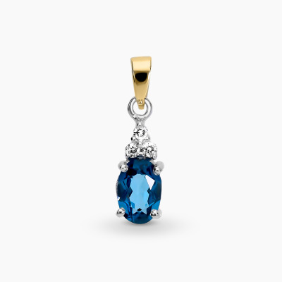 Zawieszka złoto 585 Perugia z topazem London Blue 0,59 ct...