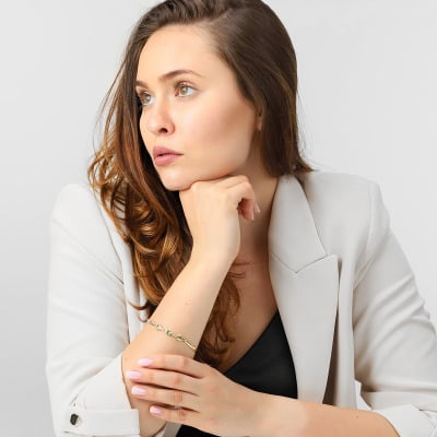 Bransoletka Portofino z żółtego złota 585 z trzema... 2