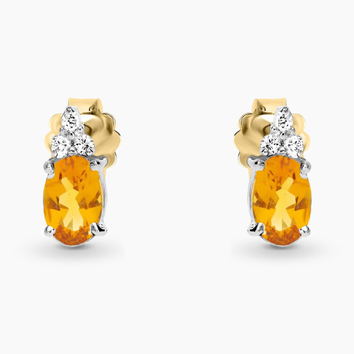 Kolczyki Perugia dwukolorowe złoto 585 z cytrynami 0,72 ct i brylantami 0,07 ct