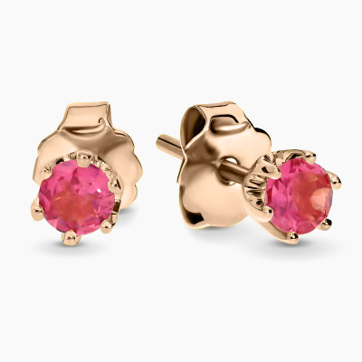 Kolczyki Vicenza różowe złoto 585 z różowymi turmalinami... 2