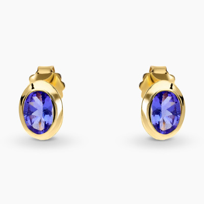 Kolczyki żółte złoto 585 Portofino z tanzanitem 0,82 ct