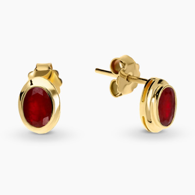 Kolczyki żółte złoto 585 Portofino z rubinem 1,02 ct 2
