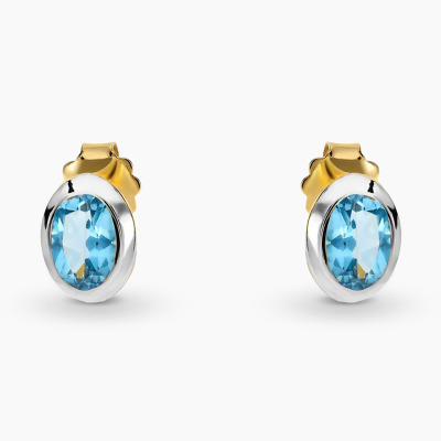 Kolczyki dwukolorowe złoto 585 Portofino z topazami 1,1 ct