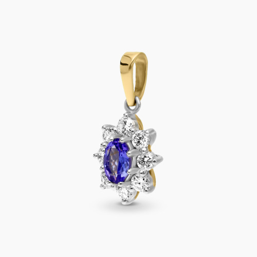 Zawieszka z dwukolorowego złota Venezia z tanzanitem 0,44 ct  i brylantami 0,52 ct