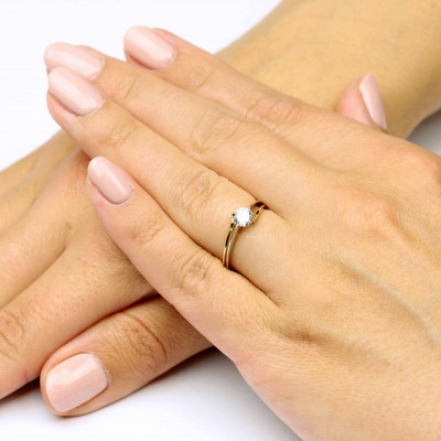 Pierścionek fantazyjny z żółtego i białego złota 585 z... 2