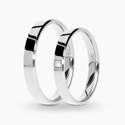 Obrączki Veneto z białego rodowanego złota 585 płaskie...