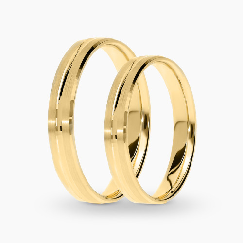 Obrączki Puglia z żółtego złota 585 płaskie fazowane 4 mm