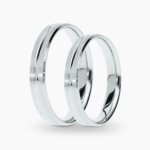 Obrączki Puglia z białego platynowanego złota 585 płaskie fazowane 4 mm