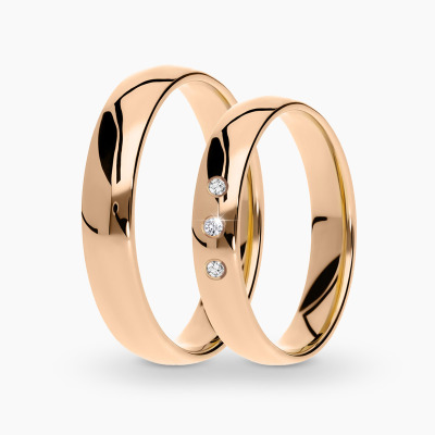 Obrączki Toscana z różowego złota 585 półokrągłe 4 mm z...