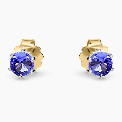 Kolczyki z dwukolorowego złota 585 z tanzanitami 0,45 ct,...