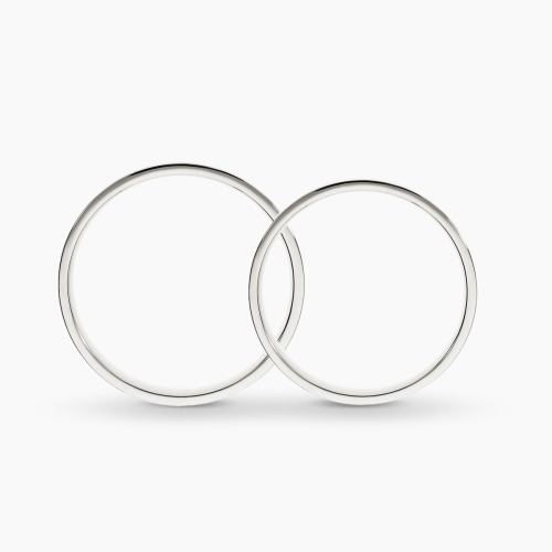 Obrączki Piemonte z białego nierodowanego złota 585 płaskie 4 mm z soczewką