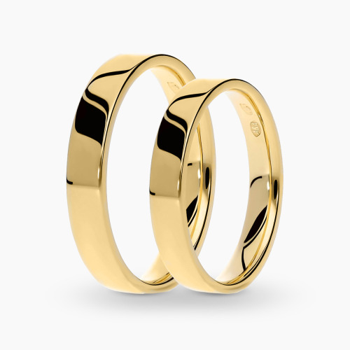 Obrączki Piemonte z żółtego złota 585 płaskie 3 mm z soczewką