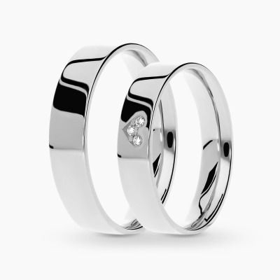 Obrączki Piemonte z białego rodowanego złota 585 płaskie...