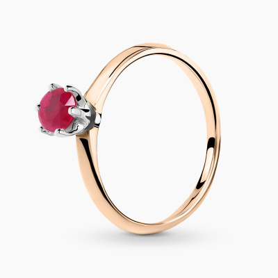 Pierścionek dwukolorowe złoto 585 Torino z rubinem 0,55...