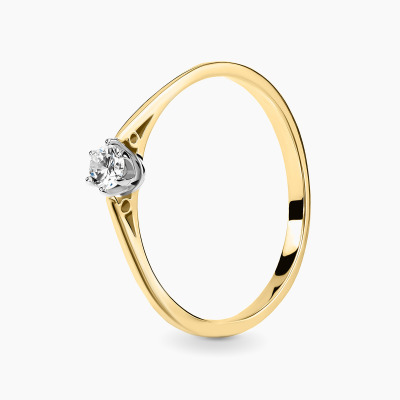 Pierścionek Siena dwukolorowe złoto 585 z brylantem 0,10...